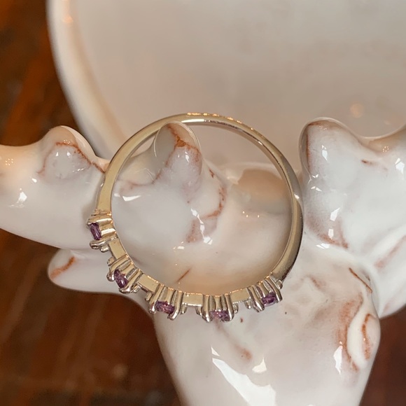 Amethyst Dot-Dash Ring In 925 Silver-NWOT - Picture 2 of 6